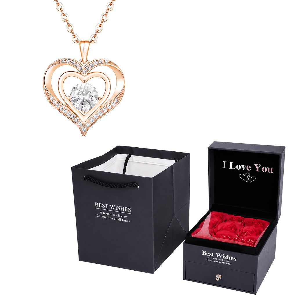 Hollow Heart Round Birthstone Synthetic Zirconia Necklace